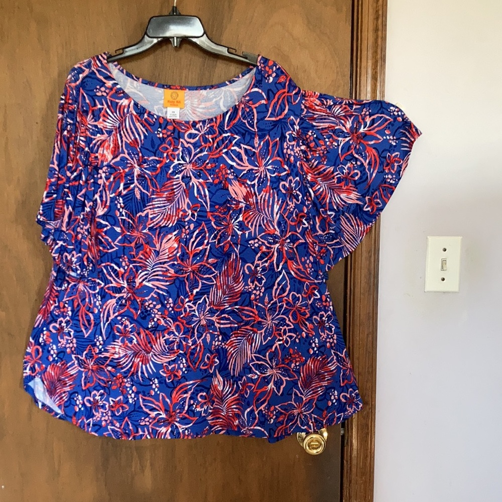 3/$45 Ruby Rd floral print top w stretch pullover shirt casual  boho 1X - Picture 12 of 17